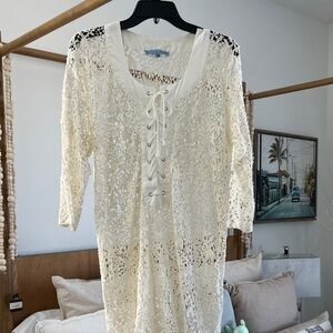 ANTONIO MELANI Cream Lace-Up Swim Coverup